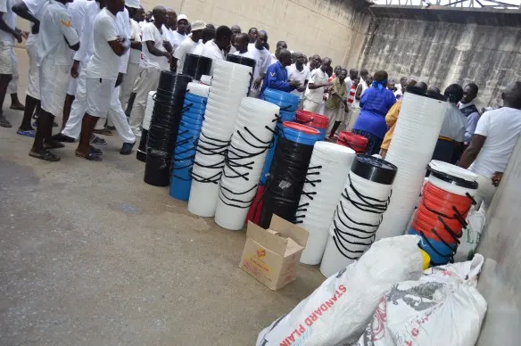 Buckets and slippers donated by Mercy Servants to Chikurubi Maximum prison..JPG