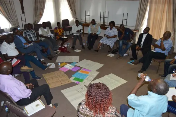 CCJP Coordinators  deliberating during the  Trainining of Trainers workshop held in Harare..JPG