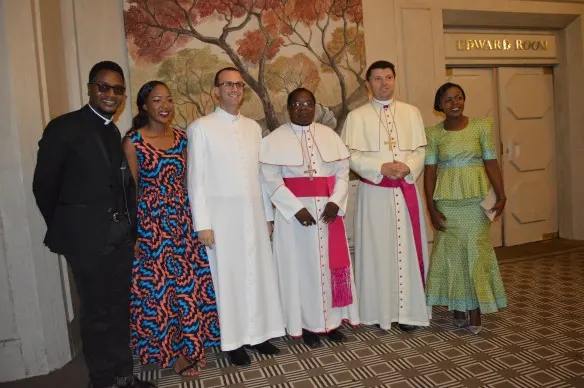Fr. Padya, Tariro Kambasha, Monsignor Gabriele Pesce, Archbishop Marek Zalewski and Glendor Mubvuringi fromSOCCOM Harare.JPG