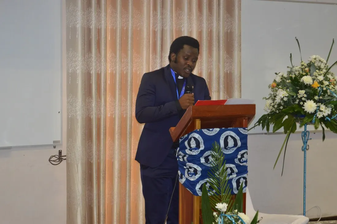 Fr. Claud MAganga making a presentation during the ZCBC Pleanary Meeting.JPG
