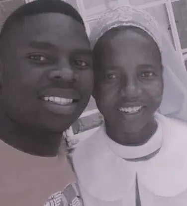 Sr. Faustina Chinamasa standing with a relative celebrated her silver jubilee.