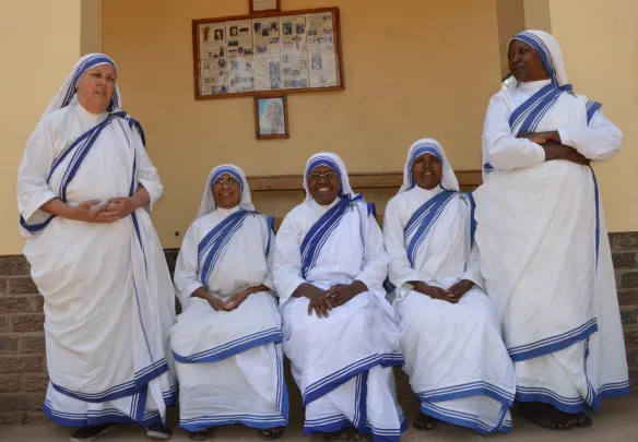 Five Missionary Sisters of Charity pose for a photo at their house in Adburne. They are Sr. Charbel Marie MC, Sr. Vikashini MC, Sr. Rajani, Sr. Eucharistia MC and Sr. Anciarita MC..JPG