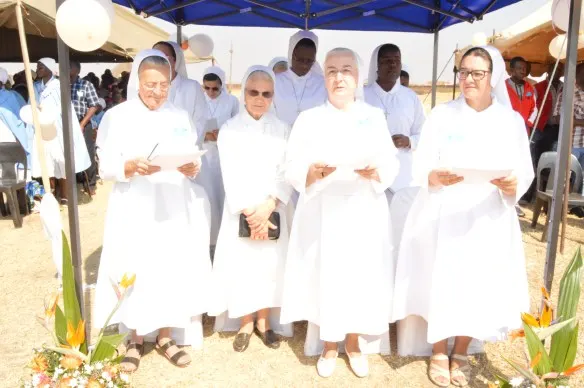 Sisters of Our lady of Sorrows follow proceedings during celebration of holy mass. Third from left is Mother Carla Bertani, Superior General of the congregation..JPG