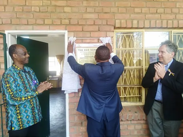 Primary and Secondary Education Minister Professor Paul Mavima commissions the first Eco-School at St. Mary's Primary in Hwange Diocese.