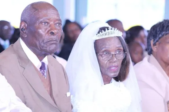 Mr. and Mrs Savanhu were the most senior of the group when couples renewed their marriage vows at st. Peter Canisius parish in Harare.