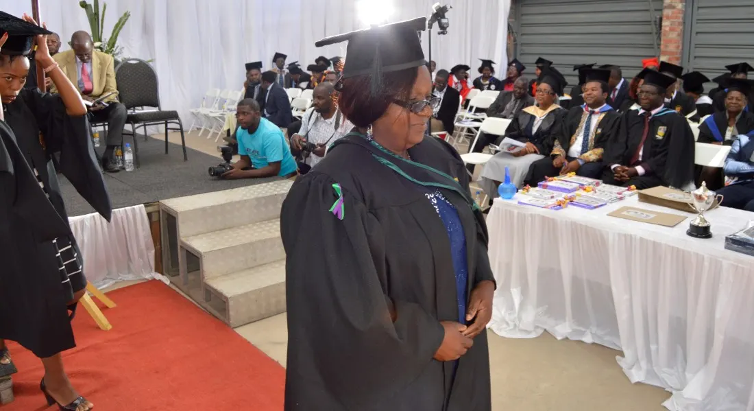 One of the graduates celebrating her achievement.