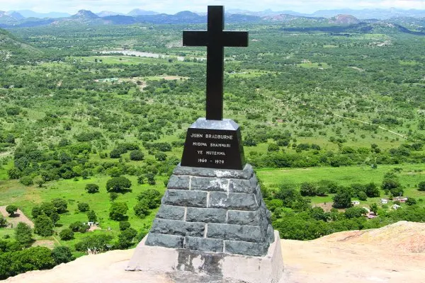The cross placed at the top of the mountain where John Randal Bradburne used to pray.